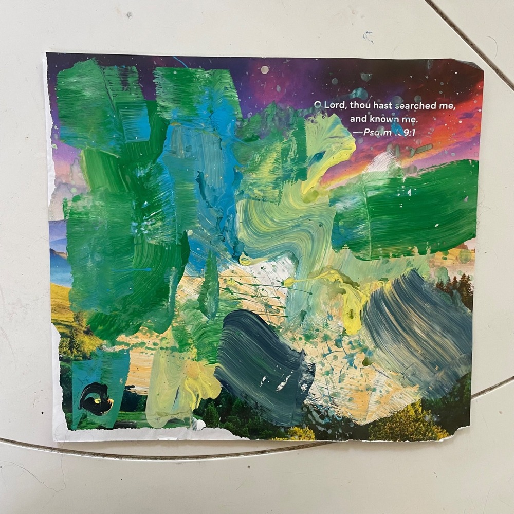 OMAN Original Abstract Spiritual Painting Psalm 139:9:1 10x11 Florida Art